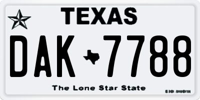 TX license plate DAK7788