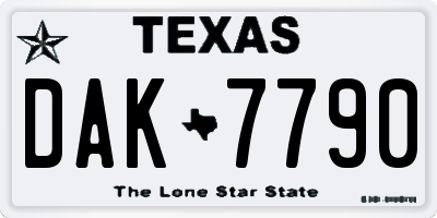 TX license plate DAK7790