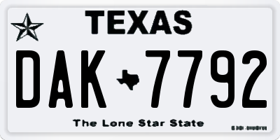 TX license plate DAK7792
