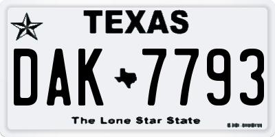 TX license plate DAK7793