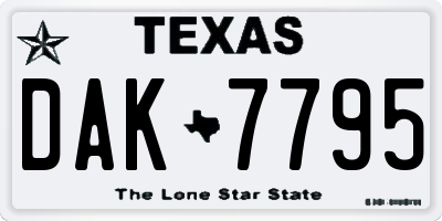 TX license plate DAK7795