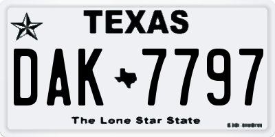 TX license plate DAK7797