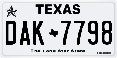 TX license plate DAK7798