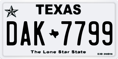 TX license plate DAK7799