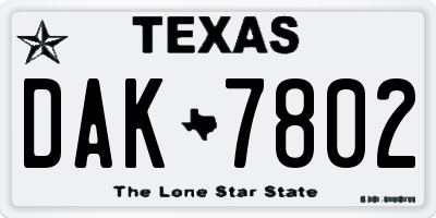 TX license plate DAK7802