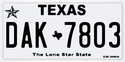 TX license plate DAK7803