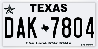 TX license plate DAK7804