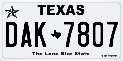 TX license plate DAK7807