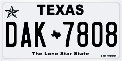 TX license plate DAK7808