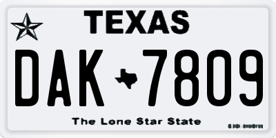 TX license plate DAK7809