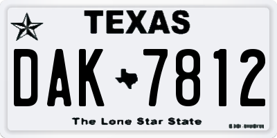 TX license plate DAK7812
