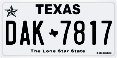 TX license plate DAK7817