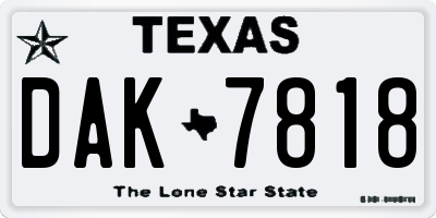 TX license plate DAK7818