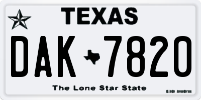 TX license plate DAK7820