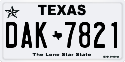 TX license plate DAK7821