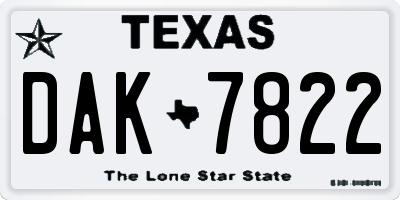 TX license plate DAK7822