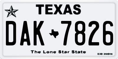 TX license plate DAK7826