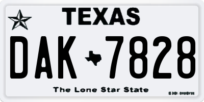 TX license plate DAK7828