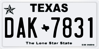 TX license plate DAK7831