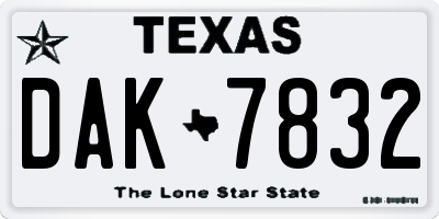 TX license plate DAK7832