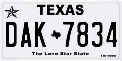 TX license plate DAK7834