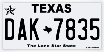 TX license plate DAK7835