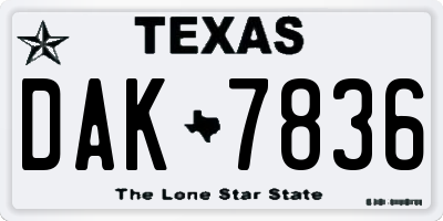 TX license plate DAK7836