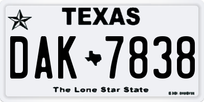 TX license plate DAK7838