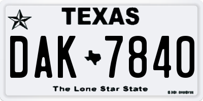 TX license plate DAK7840