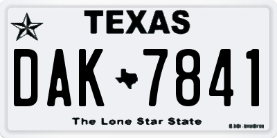 TX license plate DAK7841