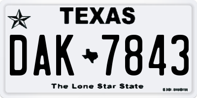 TX license plate DAK7843