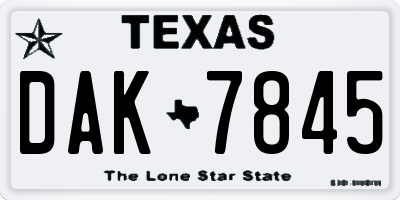 TX license plate DAK7845