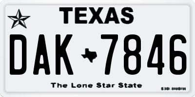 TX license plate DAK7846