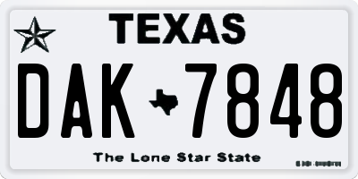TX license plate DAK7848