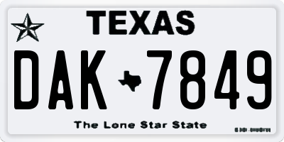 TX license plate DAK7849