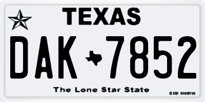 TX license plate DAK7852
