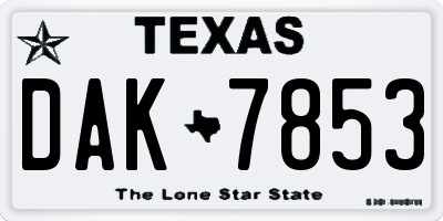 TX license plate DAK7853