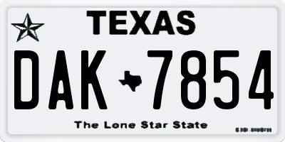 TX license plate DAK7854