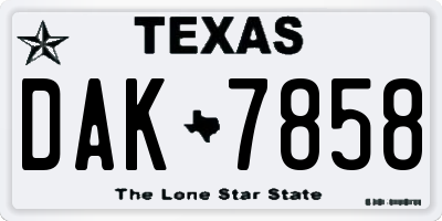TX license plate DAK7858