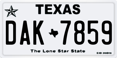 TX license plate DAK7859