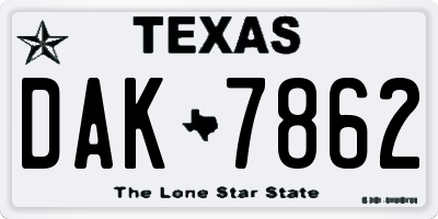 TX license plate DAK7862