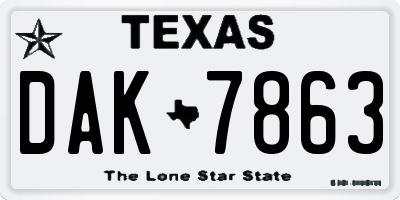 TX license plate DAK7863