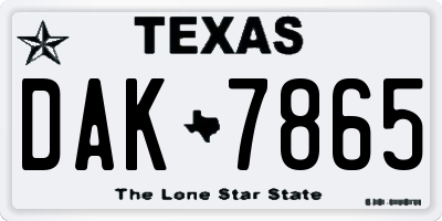 TX license plate DAK7865