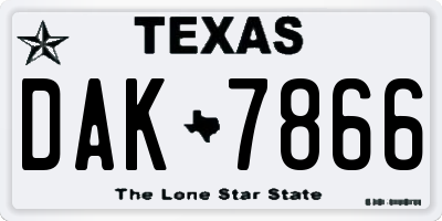 TX license plate DAK7866