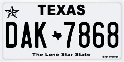 TX license plate DAK7868