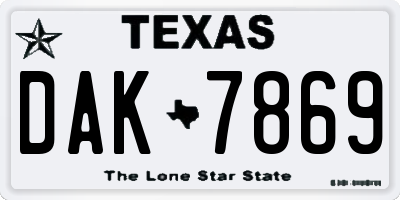 TX license plate DAK7869