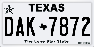 TX license plate DAK7872