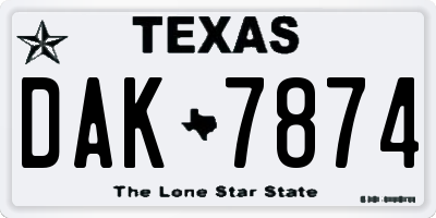 TX license plate DAK7874