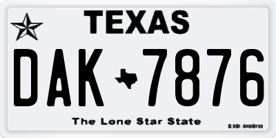 TX license plate DAK7876