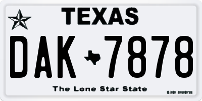 TX license plate DAK7878